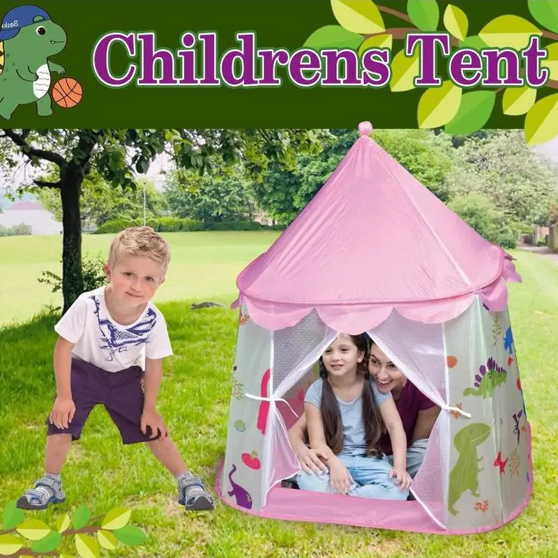 Cartoon Pattern Pop Up Tent, Foldable Princess Play Tent, Indoor Playhouse for Girls, Outdoor Camping Tent, Birthday Gift for Kids 3