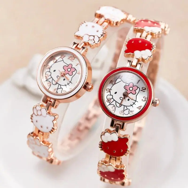 Đồng Hồ Hello Kitty, Thiết Kế Hoạt Hình Dễ Thương, Dành Cho Nữ Sinh, Nơ Ngọt Ngào, Thích Hợp Làm Quà Tặng Bạn Gái, Phụ Kiện Anime, Thích Hợp Làm Quà Tặng Bạn Gái