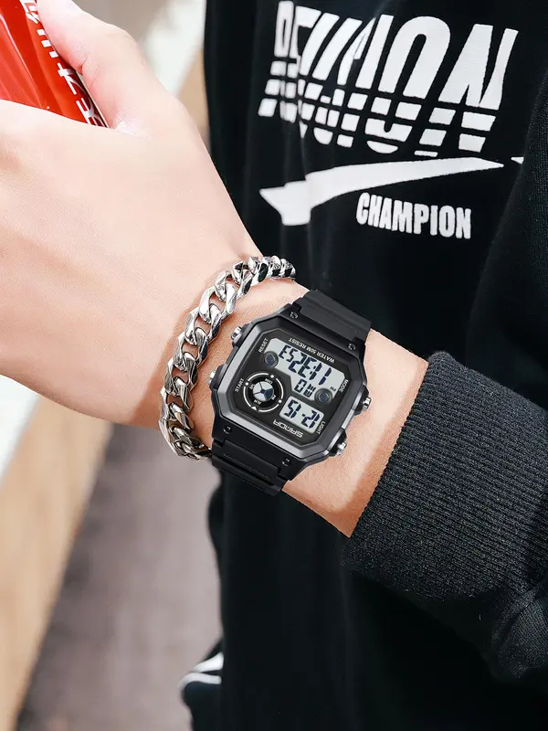Men's Fashionable Digital Watch, Casual Sporty Digital Watch, Trendy Multifunctional Watch for Daily Life 2