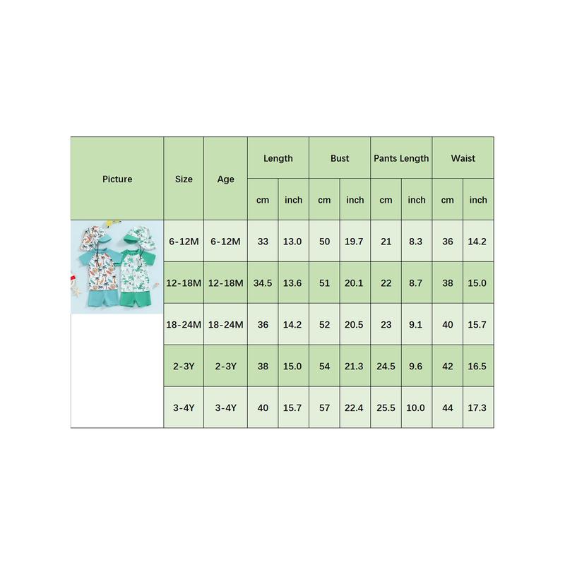 Product Introduction of Boys Rash Guard Set 3 Piece Swimsuit Suit Palm Tree/Dinosaur Print Short Sleeve Tops Swim Trunks Swim Cap Bathing Suit 0