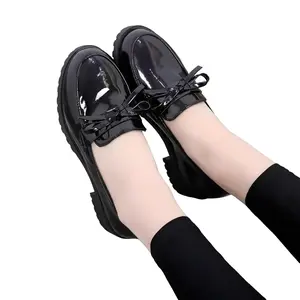 Sepatu Docmart Wanita Hitam Clari Flat Oxford Hak Datar Kulit Glosy Pita Ootd Sekolah Remaja Kekinian Musim Panas Bisa Cod Shoes