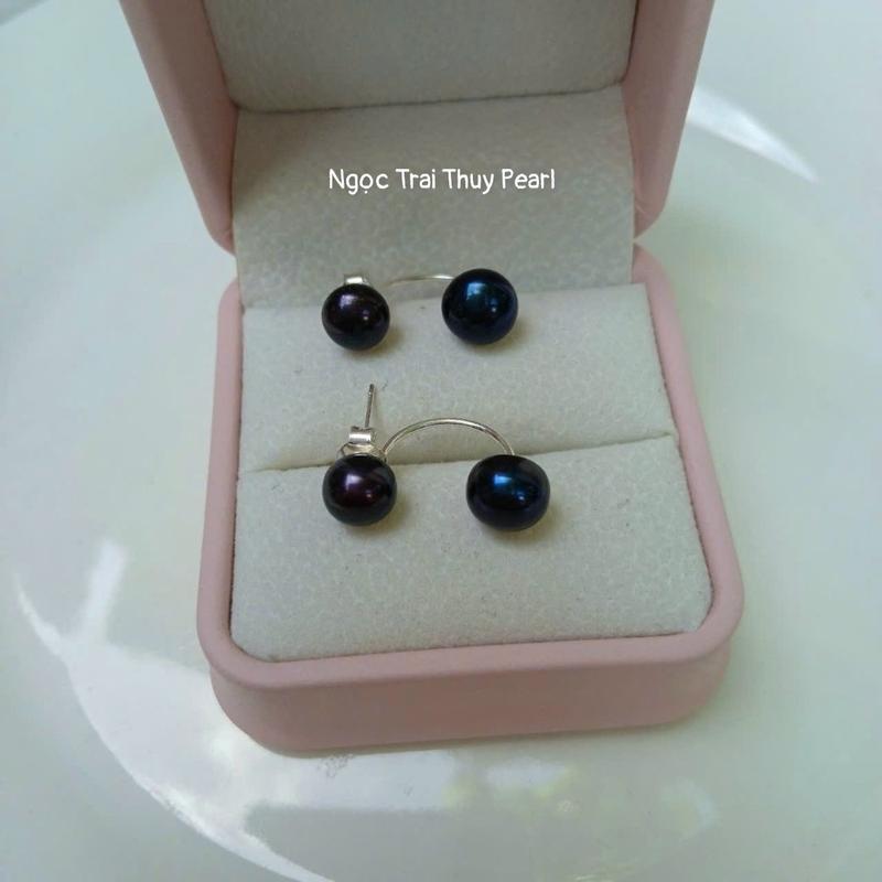 Product Introduction of Bông tai ngọc trai dáng treo size 7 -8mm dạng bán cầu  các màu đeo 2 kiểu 32