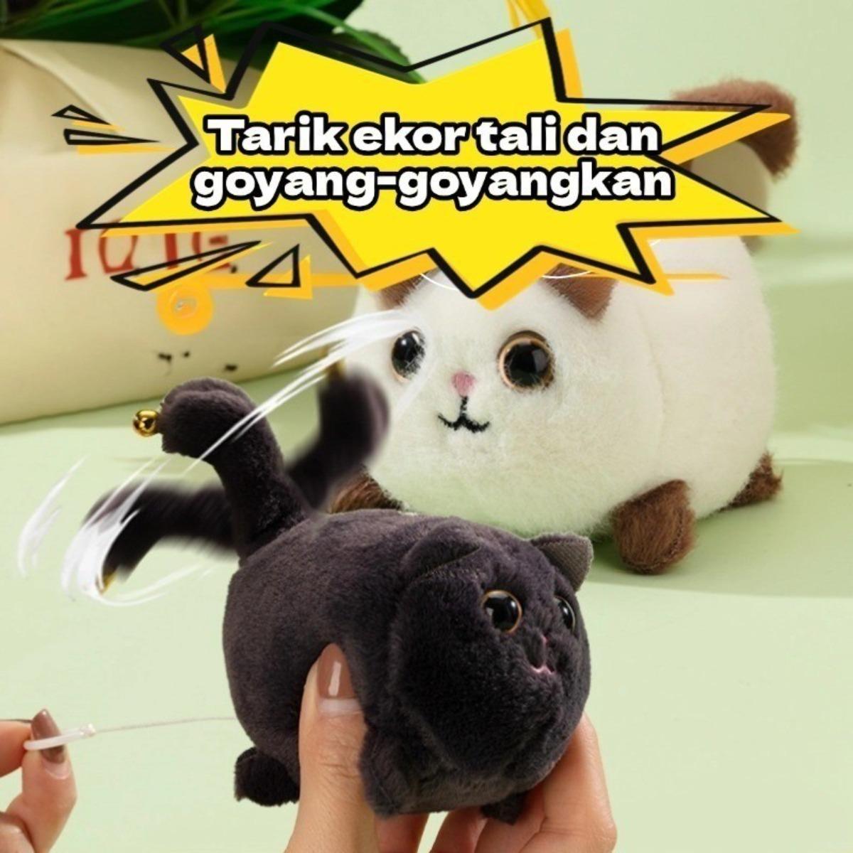 Anak Kucing Bergoyang Tali Tarik Boneka Mainan Gantungan Kunci Mewah Anak Lucu  Lucu Hadiah Anak Liontin Ransel