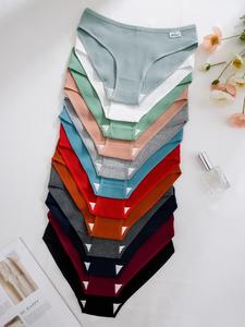 Paquete de bragas tipo tanga cómodas para mujer, 7/12 piezas de diseño ajustado, patrón liso, espesor moderado de tela, estilo casual para todas las estaciones