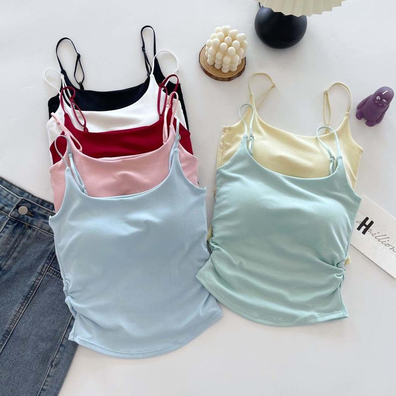 Product Introduction of [ 86k People Collection] Pure Desire Sweet and Spicy Camisole for Women, Inner Wear and Outer Wear, Beautiful Back Strap, Chest Pad, Ruched Design, Slim Fit, Flattering Top for Women 11