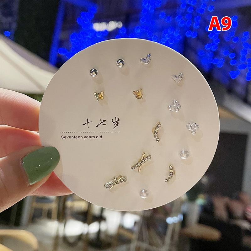 Product Introduction of Bộ Bông Tai Nữ Họa Tiết Nhỏ Thời Trang Hàn Quốc, 7 Đôi, Nhiều Đôi Bông Tai Đinh tán Hình Bướm Dễ Thương Hoa Hoa Tai Women Khuyên Tai 32