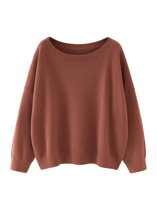【Plus Size】 Solid Drop Shoulder Sweater, Casual Long Sleeve Scoop Neck Jumper for Fall & Winter, Women's Clothing for Daily Wear, Plus Size Clothing, Womenswear, Lady Tops 7