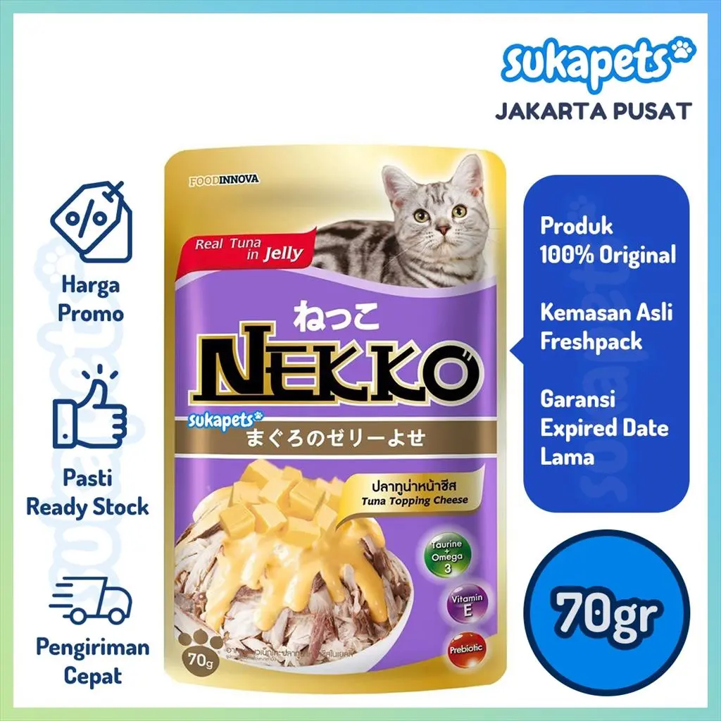 Nekko Tuna Topping Cheese Makanan Kucing Basah Pouch 70gr
