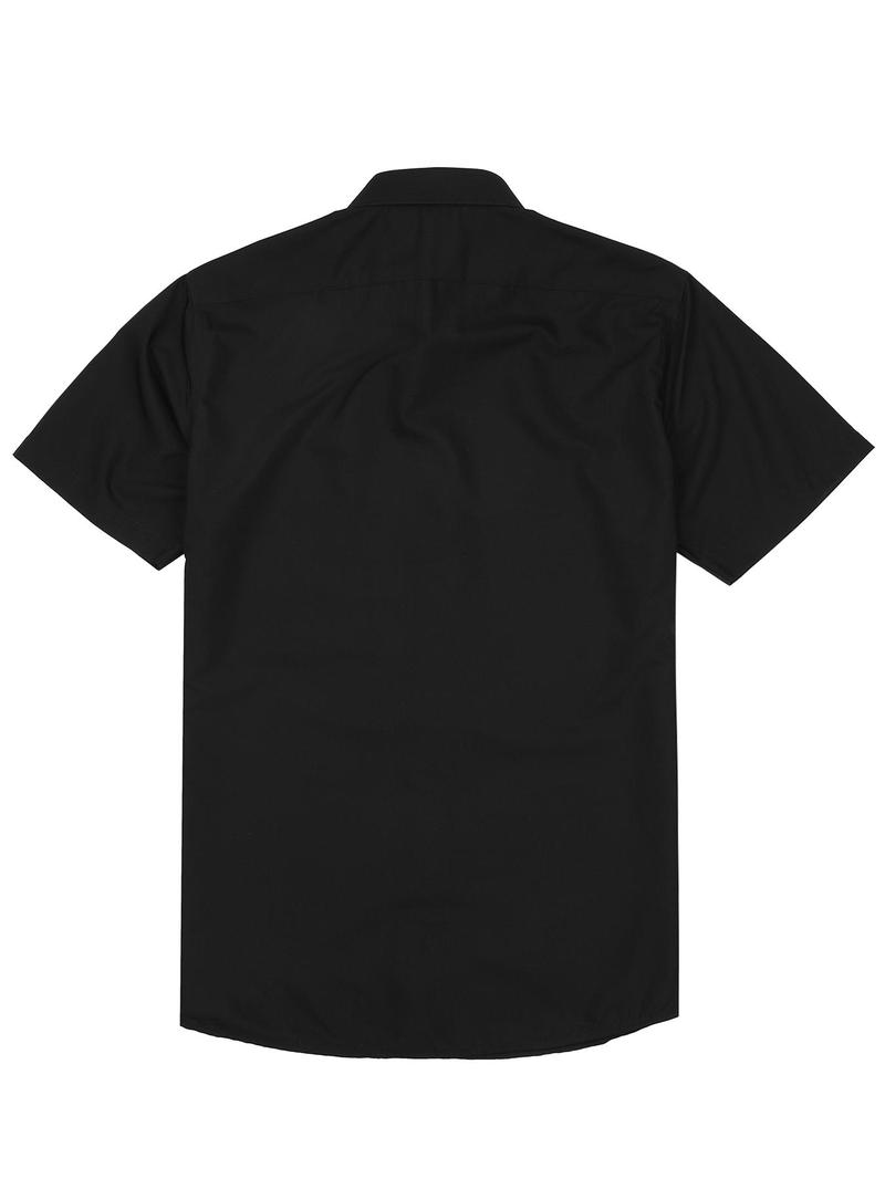 Product Introduction of Men's Solid Color Button Front Shirt, Casual Comfortable Short Sleeve Collared Top for Summer, Fashion Men's Clothes for Outdoor Activities 19