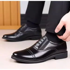 Sepatu Pantofel Pria Formal Kerja Model Slip-on Tali Mati Kulit Sintetis Premium