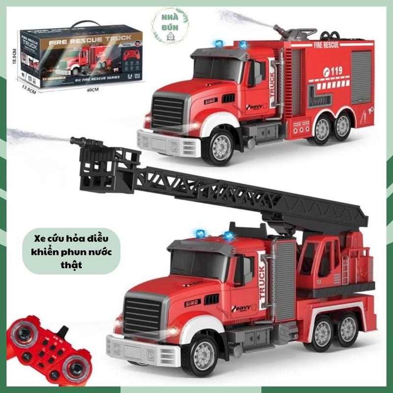 Xe Cứu Hoả Điều Khiển Từ Xa, Size Đại, Phun Được Nước Thật, Âm Thanh, Đèn Nháy Sống Động, Xe Đồ Chơi Cỡ Lớn Cho Bé Toy Pin C58