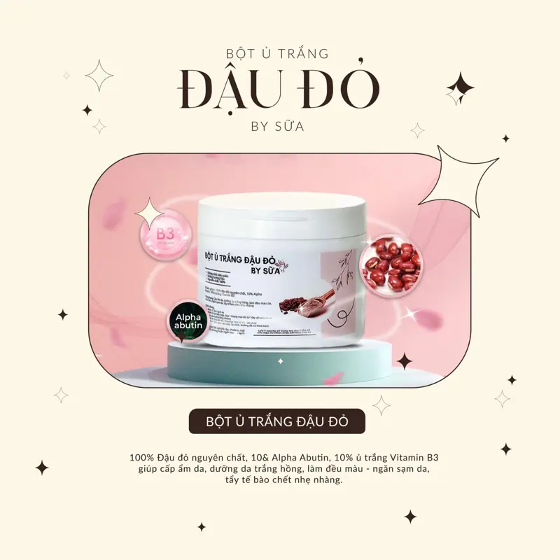 Bột Ủ Trắng Đậu Đỏ ( Alpha abutin, Ủ trắng Vitamin B3 ) cải thiện hiệu quả cho da trắng sáng tự nhiên