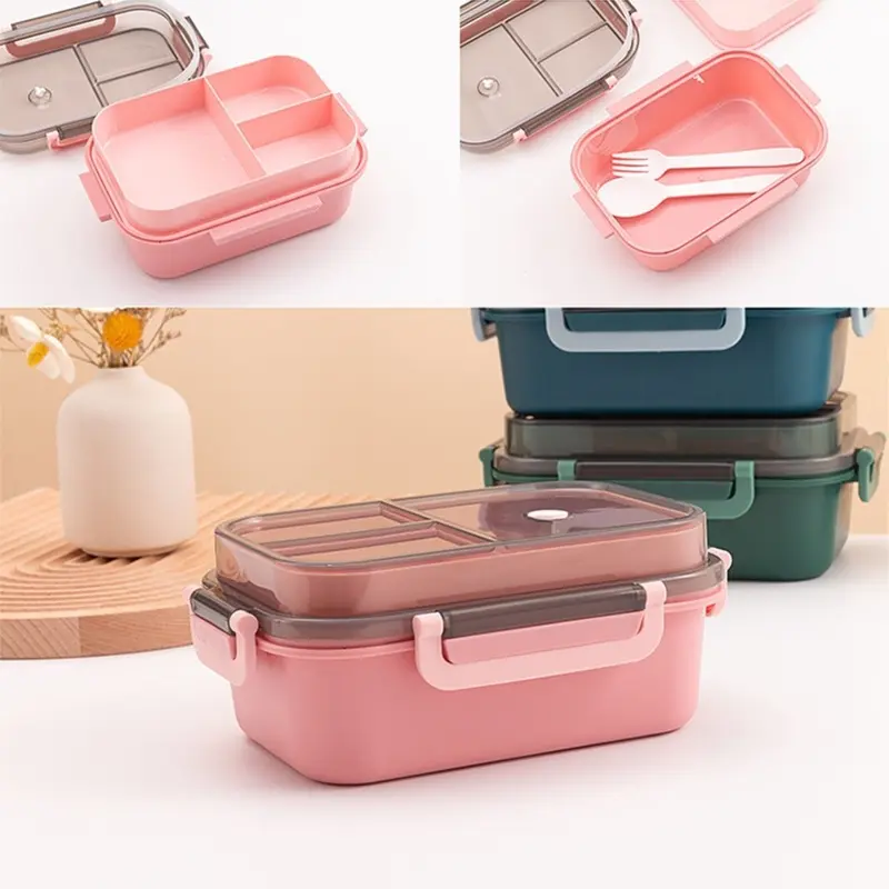 Set Kotak Makan dan Tas Bekal Sekolah Kerja - Lunch Box Set Tas Bekal Botol Minum Bekal Makan Siang Anti Tumpah Anak Sekolah Laki-laki Perempuan Kitchenware 6