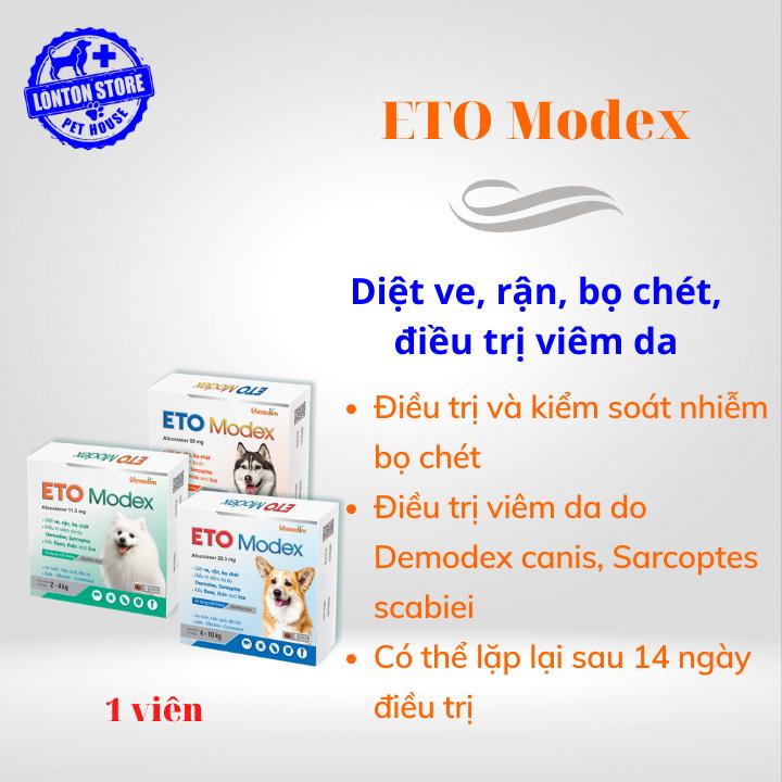 Vemedim ETO Modex - Viên nhai vị thịt bò iệt ve, rận, bọ chét, điều trị viêm da viên  phòng 1