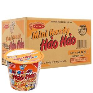 Thùng 12 ly Mì Ăn Liền Mini Handy Hảo Hảo vị Bò Sa Tế 53g