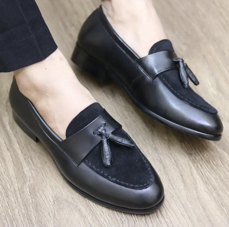 Product Introduction of Giày Lười Nam Da PU Hàng Đẹp Màu Đen Đai Chuông Vá Da Lộn,Đế Khâu May Chắc Chắn Mã G20  Shoes 22