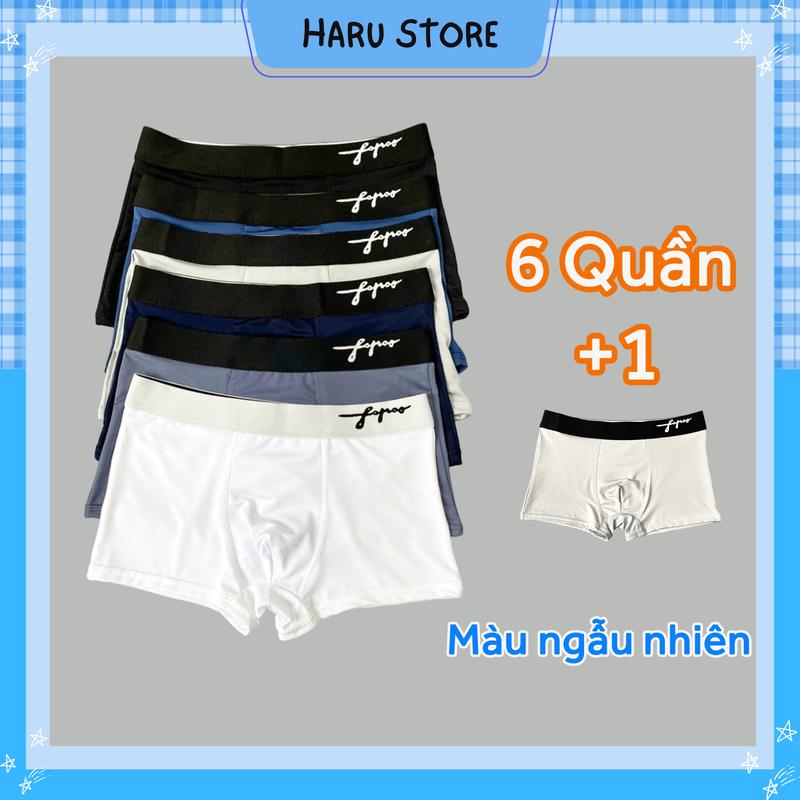 [6 Quần tặng 1] Quần sịp đùi chữ kí sang trọng boxer nam thun lạnh co giãn 4 chiều mềm mịn thoáng mát quần lót nam màu đen, trắng, xám, xanh Menswear Quần Boxer quần lót  kevin underwave  nam quần  lót