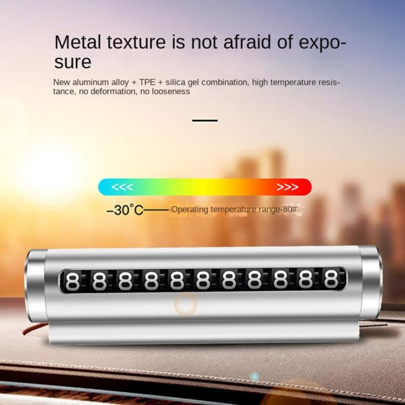 Thẻ đỗ xe tạm thời trên ô tô, vật liệu kim loại, với biển số điện thoại xoay, nhãn dán nhôm, dừng đỗ xe để tạo kiểu ô tô, phụ kiện tự động 5