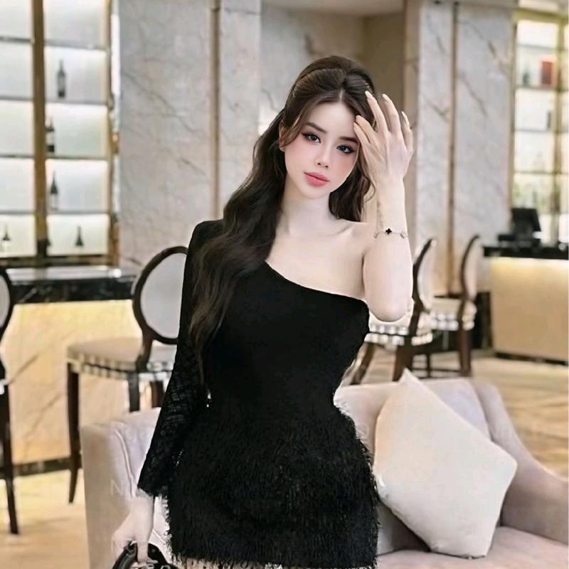 Set Váy Áo Ren Lệch Vai Chân Váy Lông Thỏ Tiểu Thư Siêu Xinh.Hàng Thiết Kế Nữ Women Dress chỉ giặt tay đỏ hồng vaydodonnoel 🎄  đỏ và hồng váy dự tiệc 1
