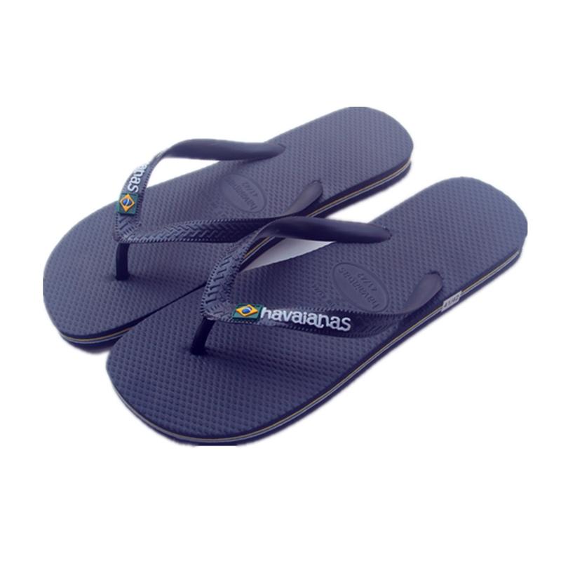 Hot Sale · Summer Havana Solid Color Series Men's Slippers havaianas Waterline Three-Color Rubber Anti-Slip Flip-Flops High Quality Fashionable 4