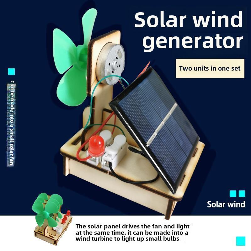 A 2-in-1 set of solar-powered small fans and wind generators, with ...