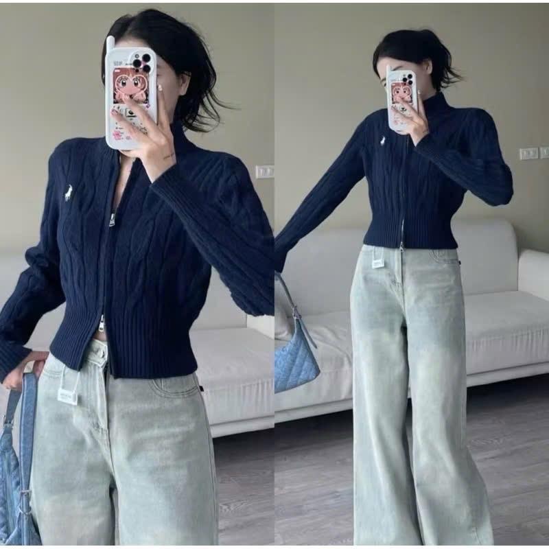 ÁO LEN VẶN THỪNG LÔNG THỎ NGỰA THÊU KHOÁ KÉO 2 ĐẦU DÁNG VỪA @Imaybi14.Clothing