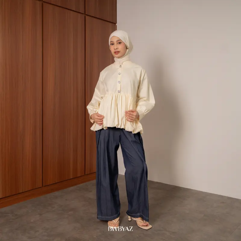 BWBYAZ - NAURA CLOUD PUFF BLOUSE LONG SLEEVE [READY STOCK] Atasan Wanita Ruffle 3