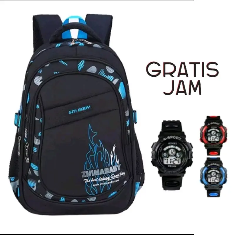 Tas ransel anak sekolah SD SMP gratis jam sport Fashion 0