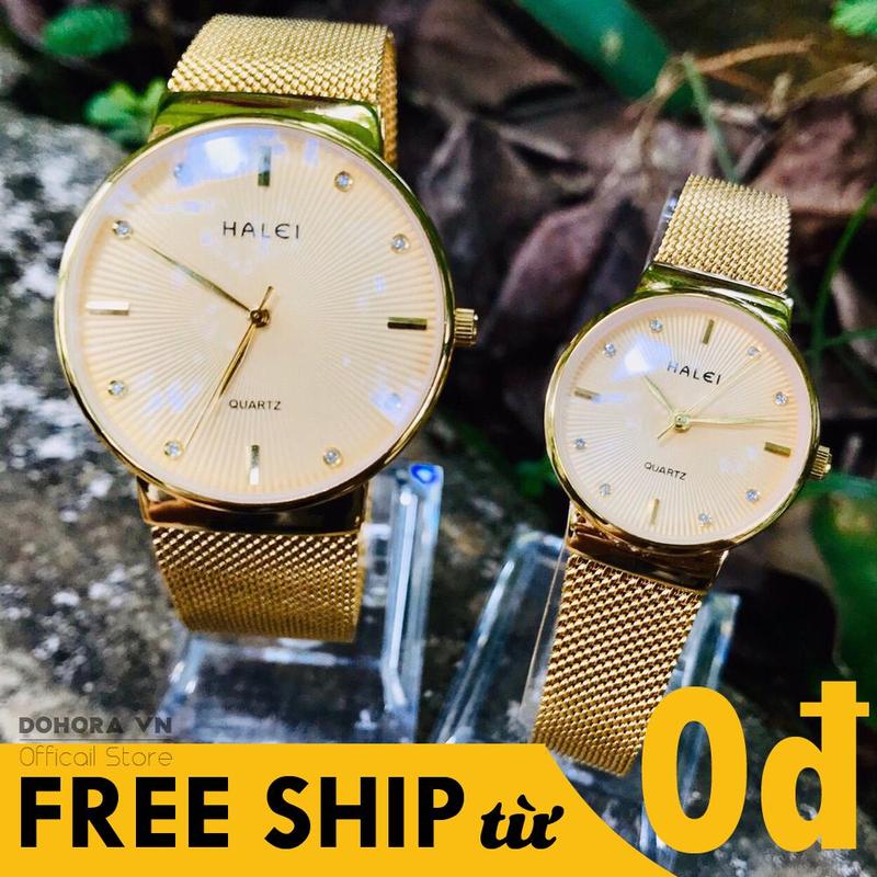Đồng hồ nam nữ Halei H61, Dây lưới thép không gỉ bền bỉ, Chống nước tốt 3ATM