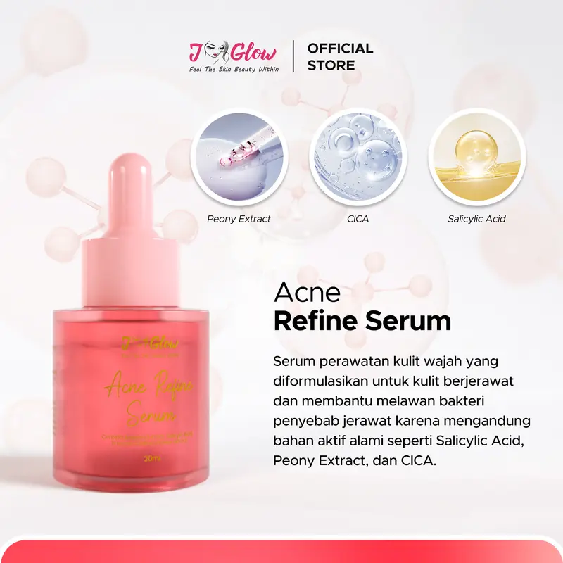 JGLOW Skincare Acne Refine Serum  Perawatan  Pencerah Wajah muka Berjerawat Berminyak Bruntusan - 20 ml 2