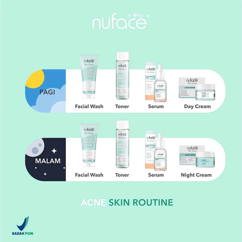 Paket Skincare Nuface 5 in 1 Acne Prone Care / Anti jerawat / skincare nuface hemat Bebas Paraben Facial Berjerawat Treatment 6