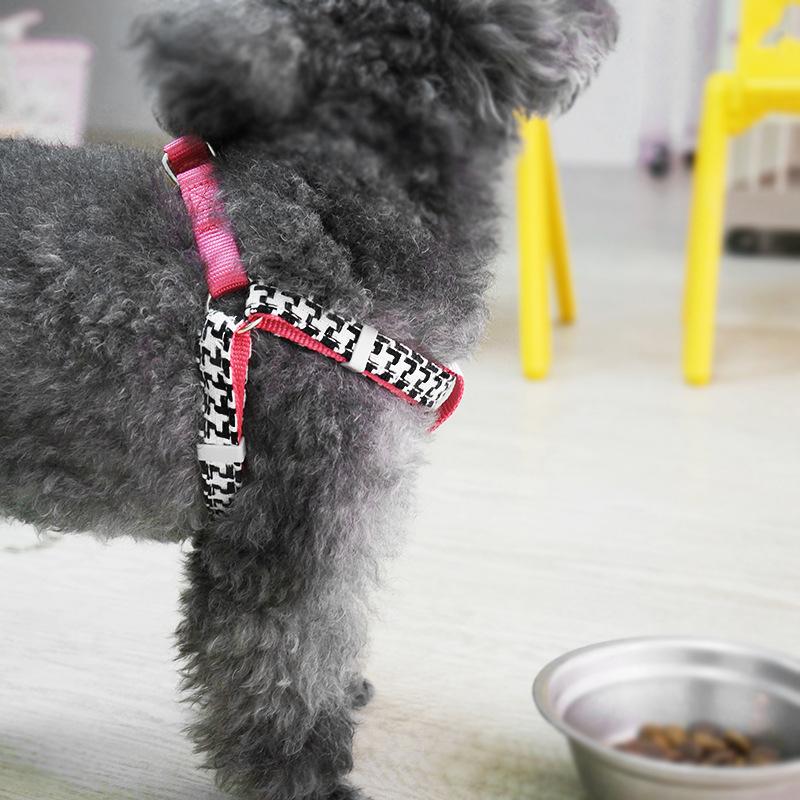 Product Introduction of Dog Harness Set including Harness and Leash (130 Cm) for Small and Medium Dogs, Pet Harness Set with Elegant Plaid Pattern-Various Colours Available 20