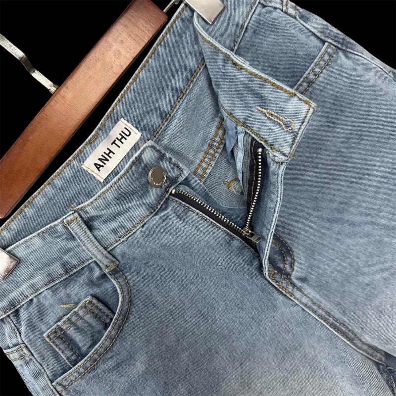 (MỚI) Quần Jeans Ngố Nữ Rách Trước Và Sau Tua Lai Cá Tính Women Pants 7