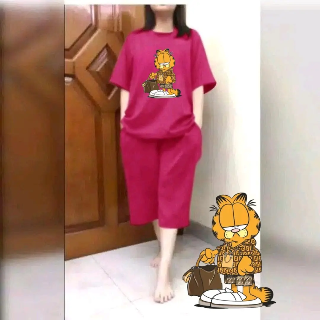 STELAN KULOT SANTAI/BAJU CELANA SANTAI RUMAH NYAMAN DI PAKAI Musim panas Musim dingin Setelan Wanita