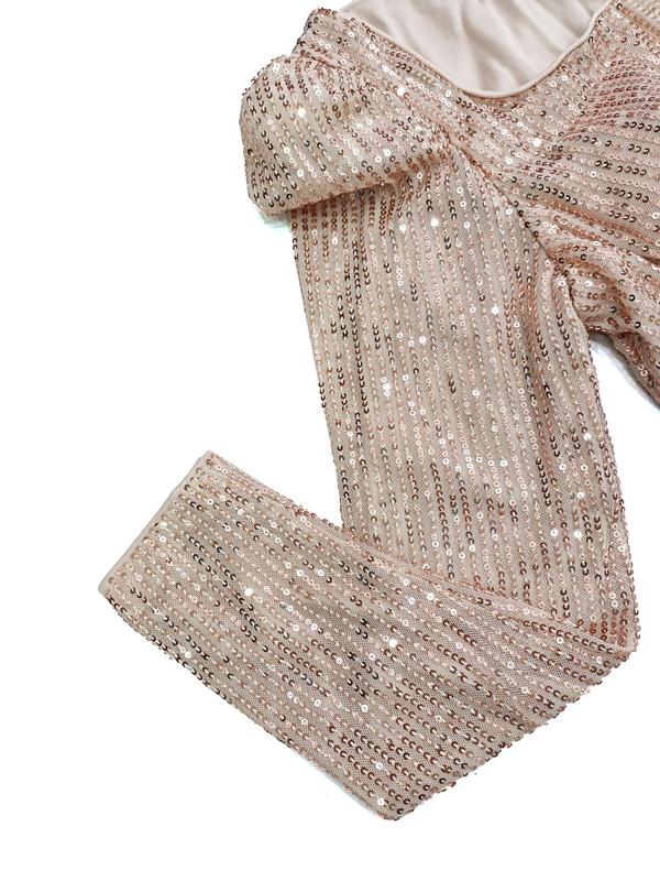 Women's Glitter Sequin Ruched Mermaid Evening Dress, Chic Elegant Puff Sleeve Square Neck Party Gown, Dresses for Women, Ladies' Clothes for All Seasons, Wedding Guest Dresses, Womenswear 7