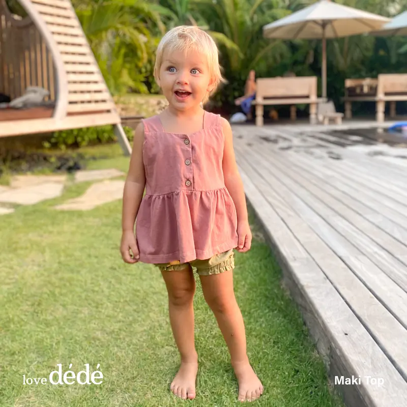 lovedede - Maki Top - Atasan Basic Bayi & Anak Perempuan Ruffle Kancing Depan 3