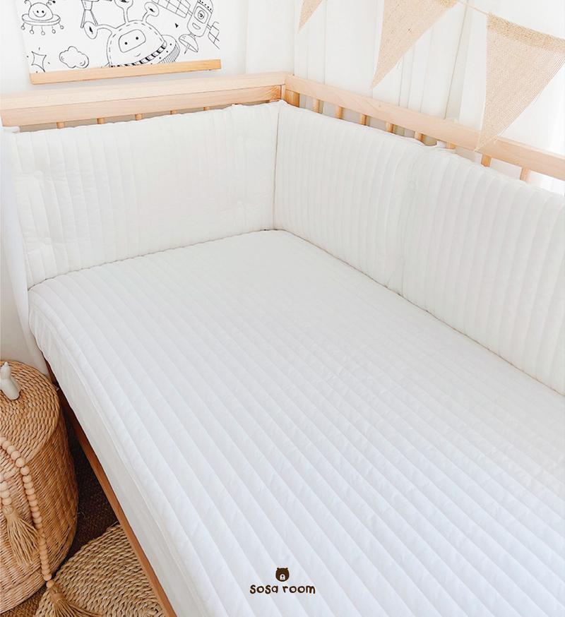 Product Introduction of Ga bọc nệm cho bé, cotton trần bông hữu cơ, màu trắng trơn, siêu mềm êm 15