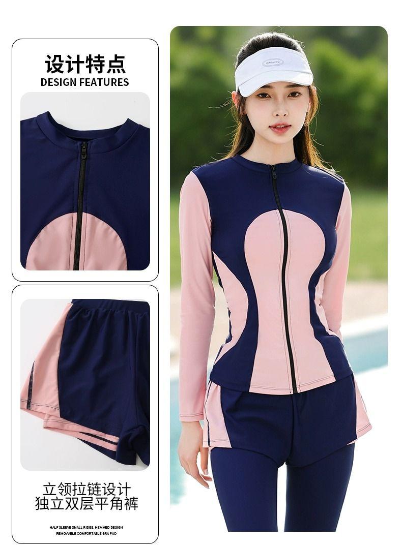 Product Introduction of Longsleeved trousers sunproof swimsuit for women new conservative hot spring surfing suit diving suit to cover belly and show slim swimsuit 5