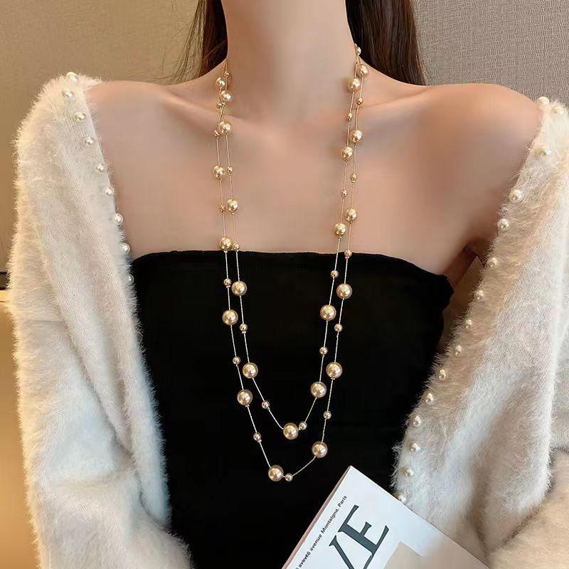Vòng Cổ Hạt, Dành Cho Phụ Nữ, Vòng Cổ Ngọc Trai Dài, Chu Vi 168 Cm, Giá Cả Phải Chăng, Sang Trọng Cao Cấp, Thích Hợp Cho Áo Len, Dây Chuyền, Vòng Cổ Tất Cả Mùa Thu Đông 0