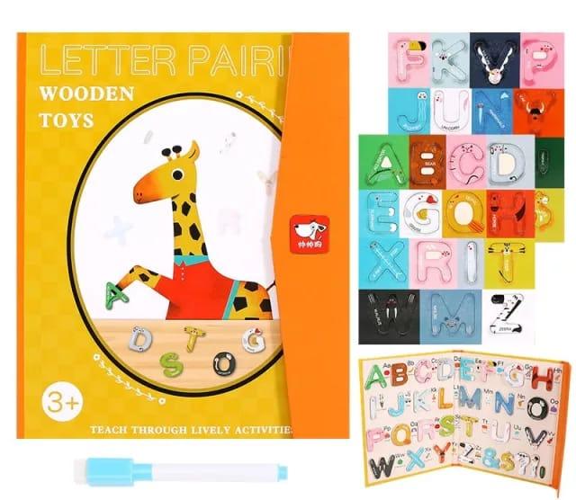 Magnetic Travel Game Wooden Toy LETTER PAIRING Belajar Mengenal Huruf 4