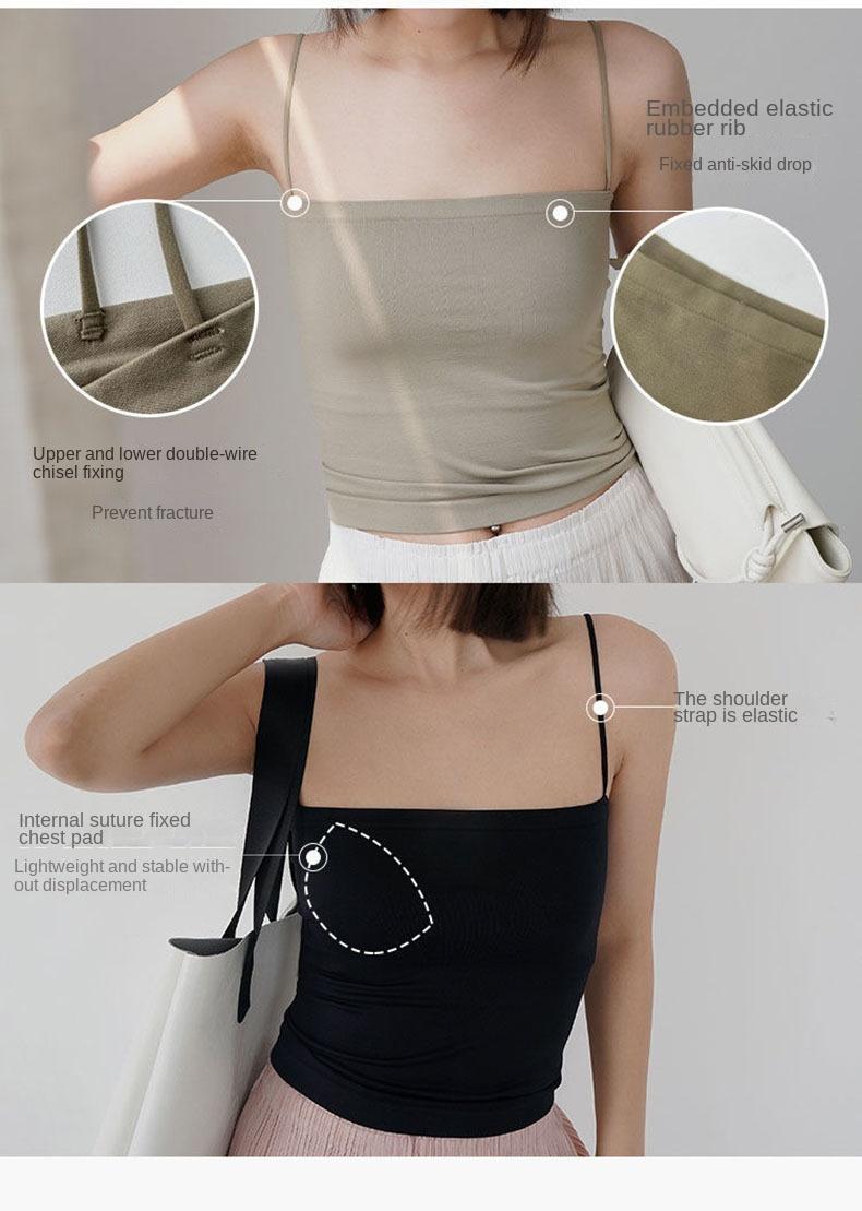 Product Introduction of Áo Vest Hai Dây Có Đệm, Phong Cách Hàn Quốc, Dành Cho Nữ, Có Thể Mặc Bên Trong Hoặc Mặc Ngoài Trời, Áo Ngực Định Hình Lưng Mùa Hè, Đồ Lót Một Mảnh, Mỏng Mm, Thích Hợp Mặc Ngoài Trời, Áo Ống Top Women 8