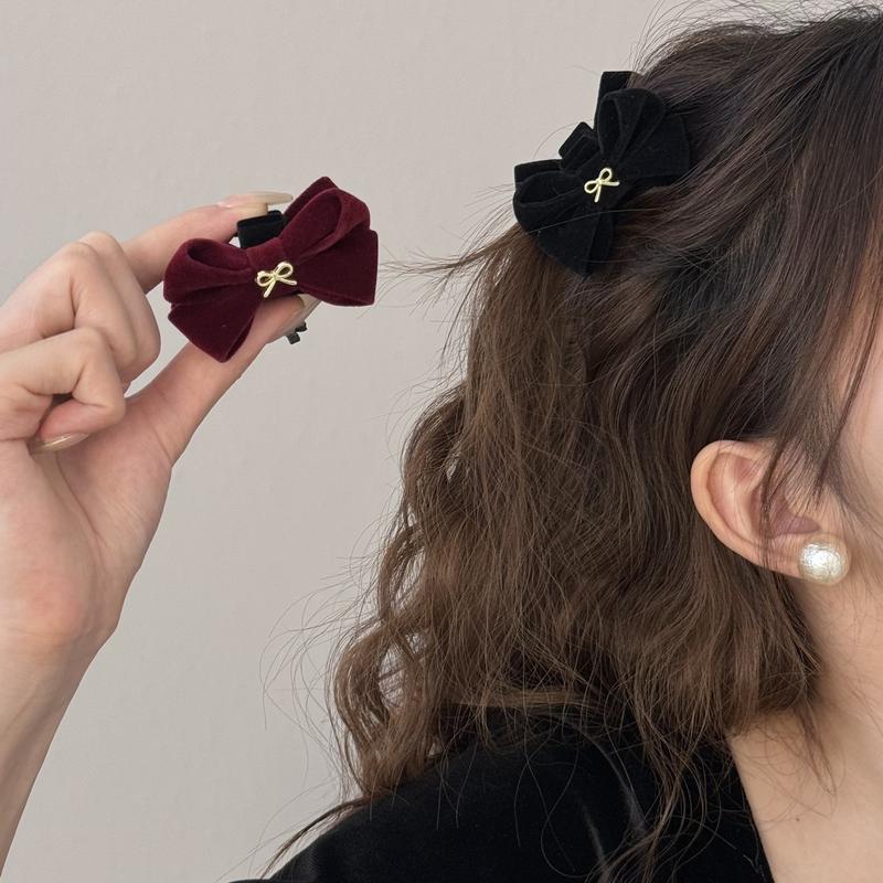 1 Chiếc Kẹp Càng Cua Mái Nhung Bản Vừa Đính Nơ Xinh Xắn 324 Nữ Women