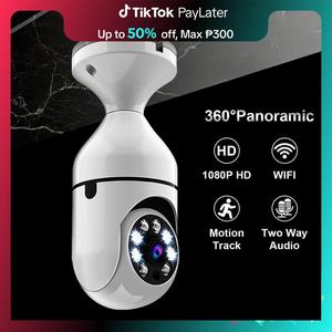 Automatic tracking of smart CCTV camera light bulb indoor outdoor night vision two-way audio wireless WiFi connection mobile phone remote surveillance camera alert security monitoring network