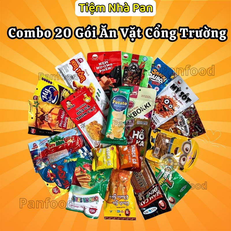 (COMBO) - [40 Gói Snack] Ăn Vặt Tuổi Thơ, Đồ Ăn Vặt Cổng Trường Thơm Ngon TIỆM NHÀ PAN