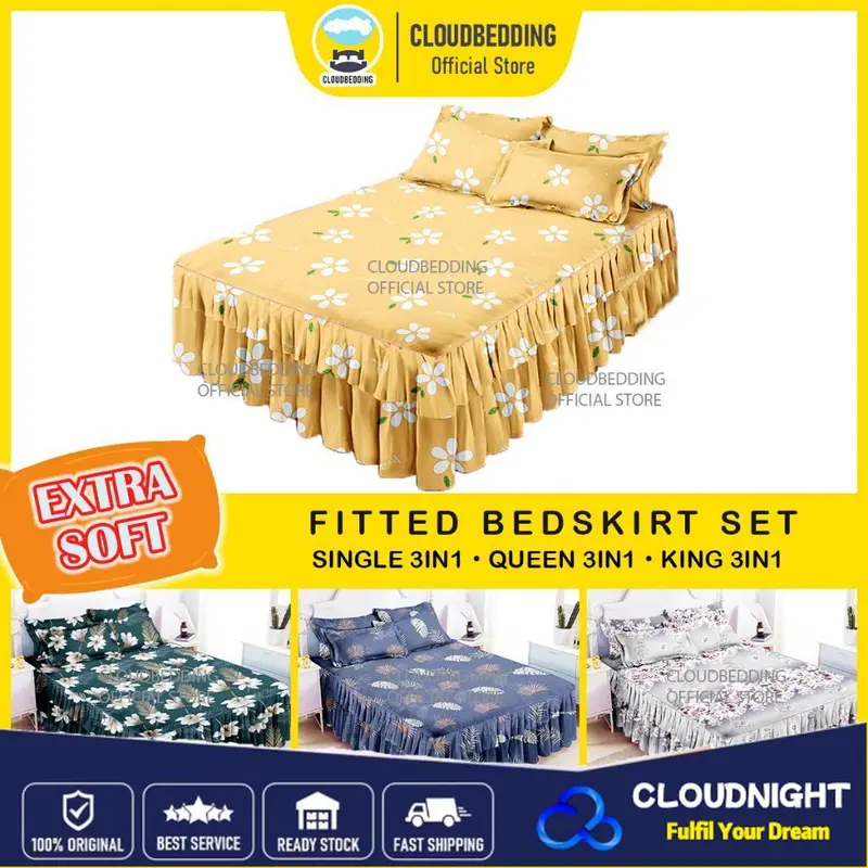 3IN1 Cadar Ropol Set Super Single/Queen /King Bedsheet 3IN1 Bed ...