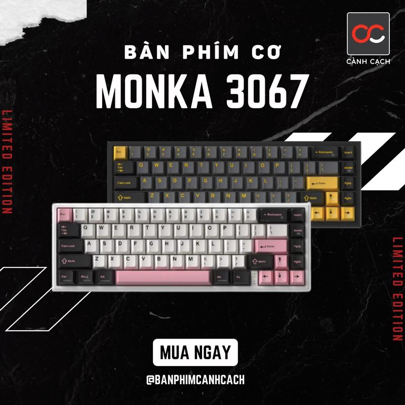 Bàn phím cơ không dây mạch xuôi led rgb MONKA 3067 không dây
