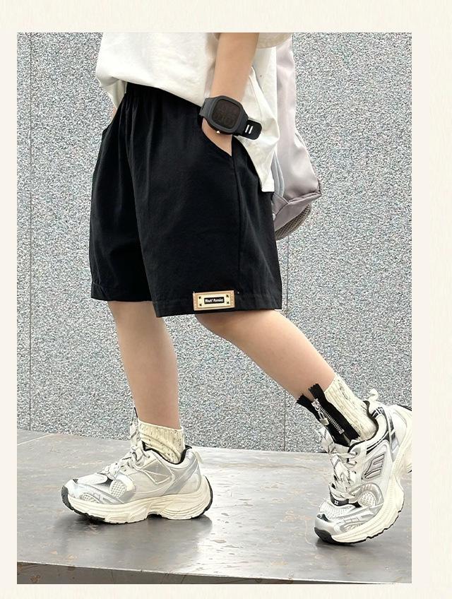Product Introduction of Summer minimalist thin children's shorts for boys and girls, children's clothing for boys and girls, solid color cotton pants for boys 5
