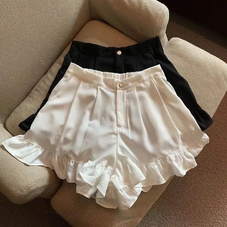 Quần Đùi Xếp Nhún, Thiết Kế Xinh Xắn, Dành Cho Cô Gái Đầy Đặn, Cạp Cao, Ôm Vừa Vặn, Ống Rộng, Thích Hợp Cho Mùa Hè Của Phụ Nữ, Độc Đáo, Đa Năng, 1.00 Kg-150.00 kg, Quần Thể Thao