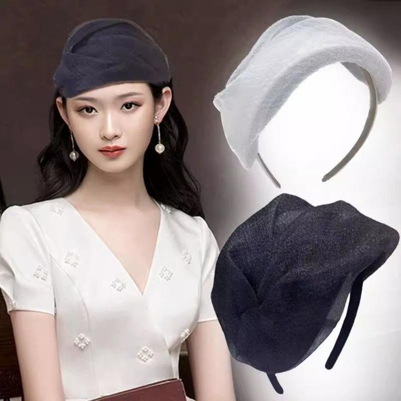 Băng Đô Nửa Mũ, Dệt Kim Hạt, Phong Cách Cổ Điển, Vòng Tóc Lưới Nhựa, cài tóc, Băng Đô Hình Mũ Phong Cách Pháp, Dành Cho Nữ Women Thun 1