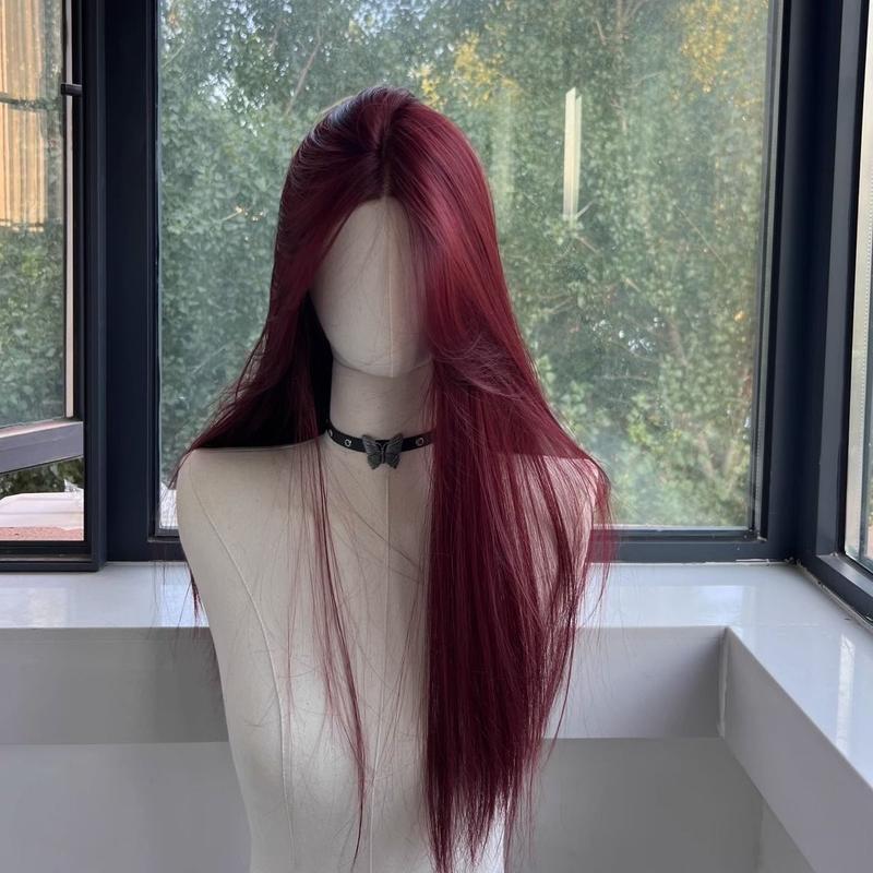 Rambut Palsu Penuh Kepala, Alamiah dan Realistik, Raspberry Merah ...